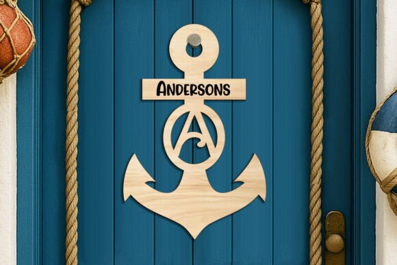 Anchor Nautical Door Hanger SVG Ocean Graphics