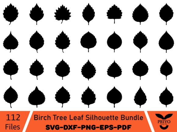Birch Tree Leaf Silhouette Bundle: Graphics & Illustrations