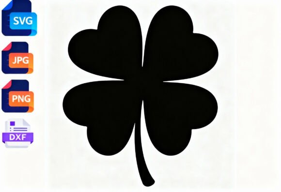 Black Four Leaf Clover SVG Cut File: Graphics for Crafts & Branding
