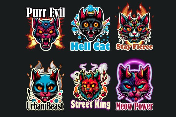 Cat Devil Demon Head: Bold Illustrations & Graphics for Local Branding