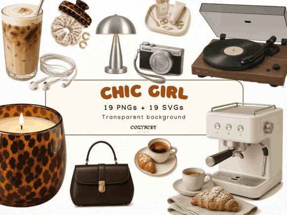 Chic Girl Aesthetic Clipart: Luxury Graphics & Illustrations