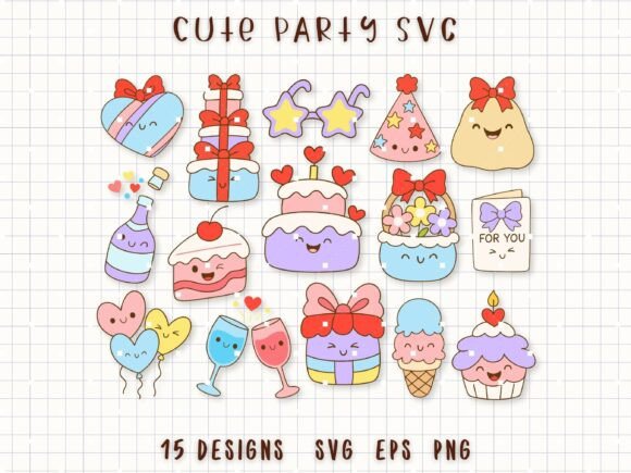 Cute Party SVG Birthday Cake Clipart: Graphics & Illustrations for Handmade Joy