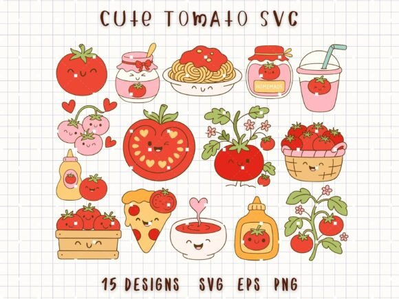 Cute Tomato SVG Vegettable Clipart
