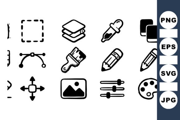Digital Art Tool Icon Collection: Graphics for Crafts