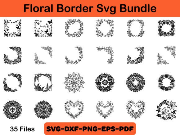 Floral Border SVG Bundle: Flower SVG Graphics & Illustrations