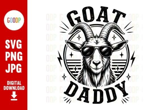 Goat Daddy Retro Father Funny SVG Graphics & Illustrations