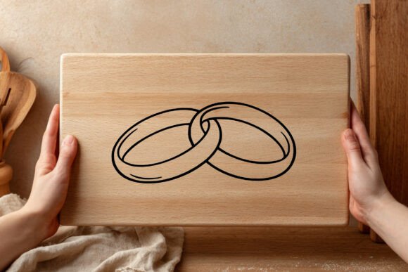 Interlocked Wedding Rings Line SVG: Graphics & Illustrations