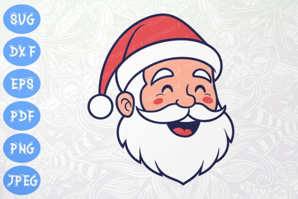 Jolly Santa Face SVG Christmas Crafts: Graphics & Illustrations