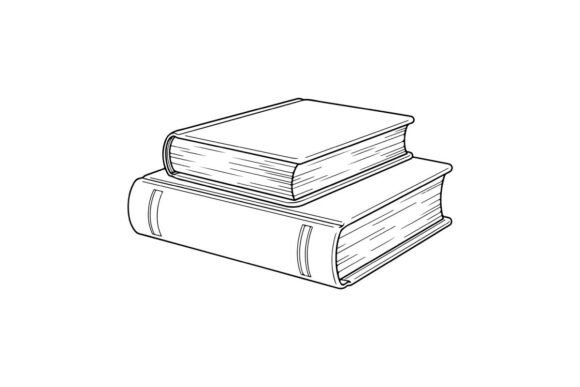 Line Art of Two Stacked Books: Graphics & Coloring Pages Amp