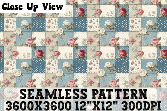 Patchwork Roses Seamless Pattern: Graphics & Patterns