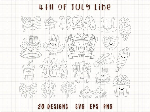 Patriotic Coloring Bundle USA Doodle