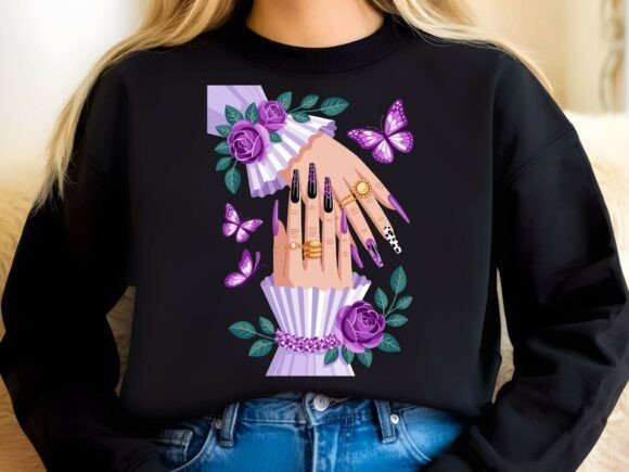 Purple Glam Nails Art SVG: Graphics & Graphic Templates