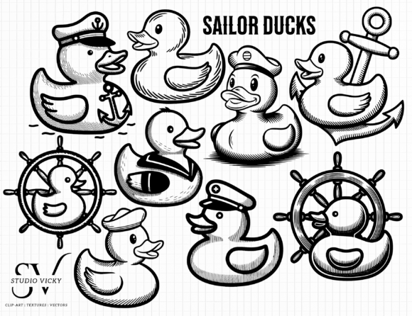 Sailor Duck Clipart for Cruise Crafts: Graphics & Illustrations
