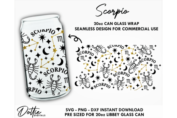 Scorpio 20oz Libbey Glass Can Wrap SVG: Graphics for Crafts-Driven Branding