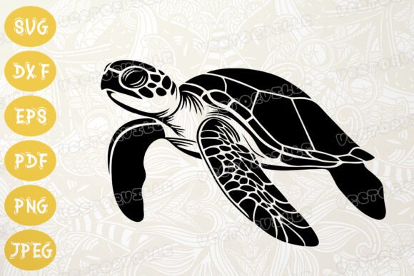 Sea Turtle Silhouette SVG Ocean Crafts: Graphics & Illustrations