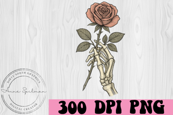 Skeleton Hand Holding Rose: Graphics & Illustrations