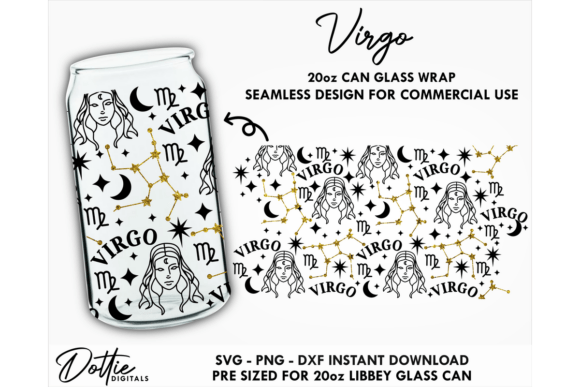 Star Sign 20oz Libbey Glass Can Wrap SVG: Graphics for Crafts & Content