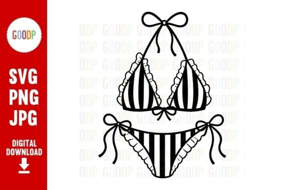 Striped Bikini Summer Beach SVG: Graphics & Illustrations