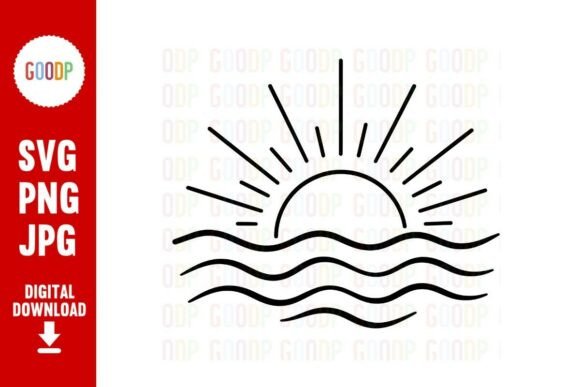 Sunset Ocean Waves Summer Sunrise SVG Graphics & Illustrations