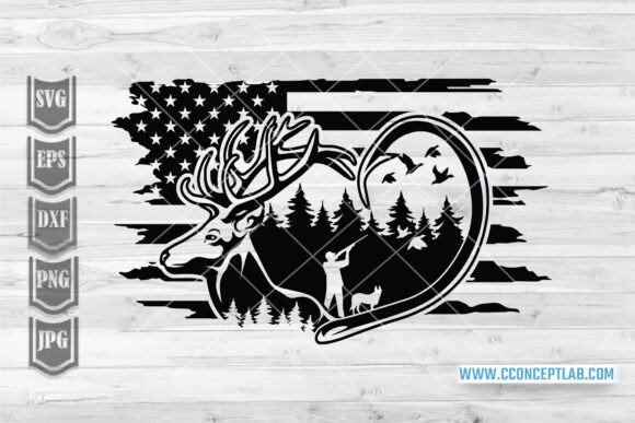 US Deer Duck Fish Hunting SVG