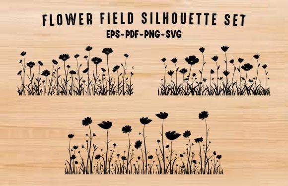 Wildflowers SVG Black Clipart Bundle: Graphics & Illustrations for Handmade Brands